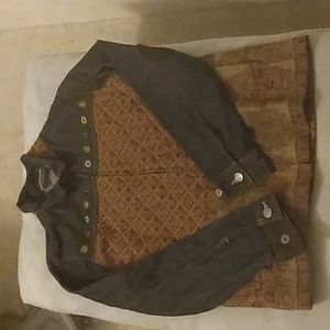 Chicos Design size 0 Jean jacket with wool overlay decoration